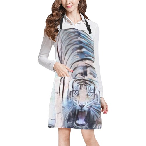 Tiger Painted Looking Up All Over Print Apron