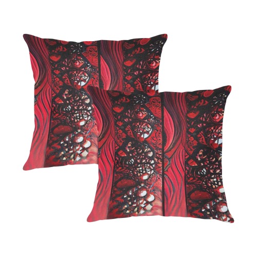 red and black intricate pattern 1 Linen Zippered Pillowcase 18"x18"(One Side&Pack of 2)