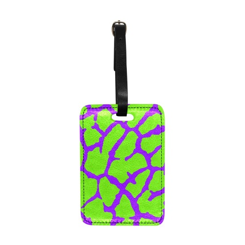 Giraffe Print Violet Green Luggage Tag