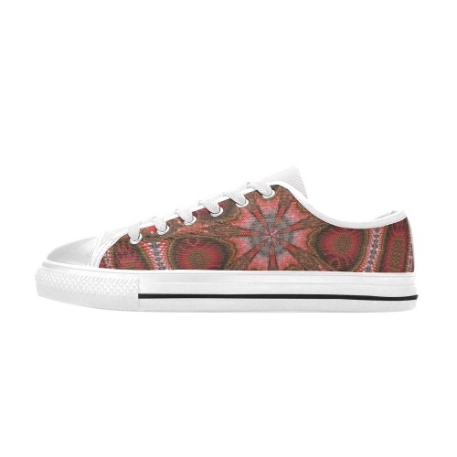 Indian Beaded Cupola Fractal Abstract Kaleidoscope Mandala Low Top Canvas Shoes for Kid (Model 018)