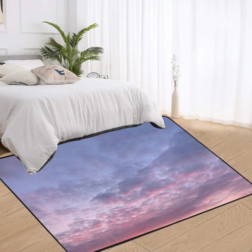 Morning Purple Sunrise Collection Area Rug with Black Binding 7'x5'