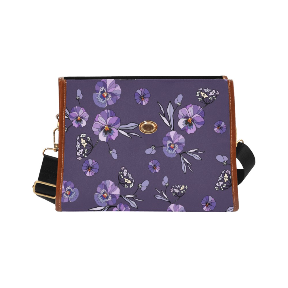 Purple Flowers Waterproof Canvas Bag Waterproof Canvas Bag/All Over Print (Model 1641)