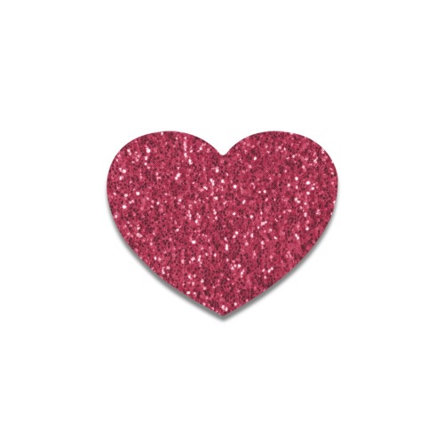 Magenta dark pink red faux sparkles glitter Heart Coaster