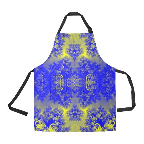 Sunlight and Blueberry Plants Frost Fractal All Over Print Apron