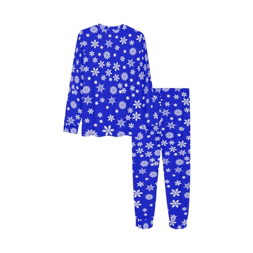 Christmas White Snowflakes on Blue Kids' All Over Print Pajama Set