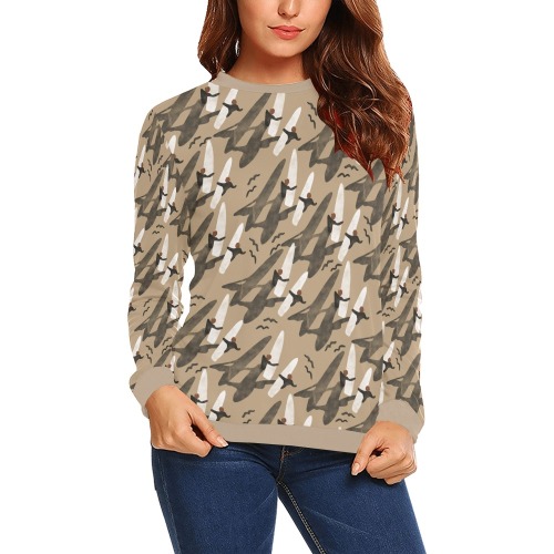 Sun_sea_and_surf All Over Print Crewneck Sweatshirt for Women (Model H18)