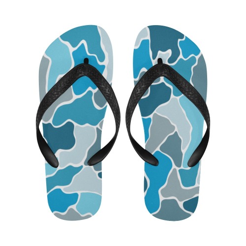 Blue camouflaged military flip-flops Flip Flops for Men/Women (Model 040)