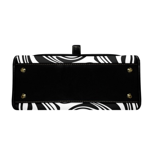 Black and White Marble Multi-Function Leather Satchel-Black (Model 1739)