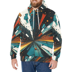 Abstract Blue And Orange 607 Men's Long Sleeve Fleece Hoodie (Model H55)