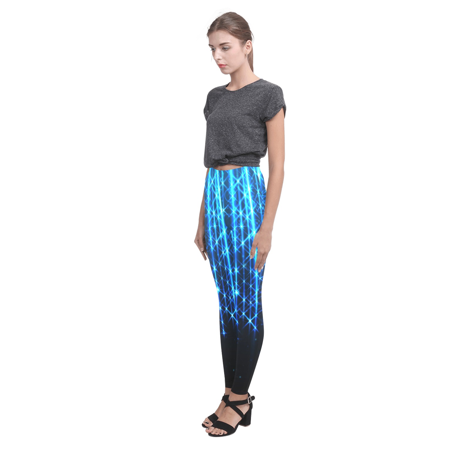 Celebratory Background With Bright Neon Stripes Of Light Design Cassandra Women's Leggings (Model L01)