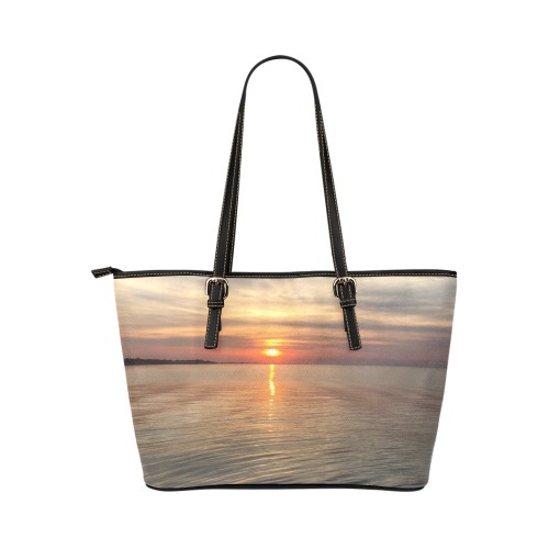 Early Sunset Leather Tote Bag/Small (Model 1651)