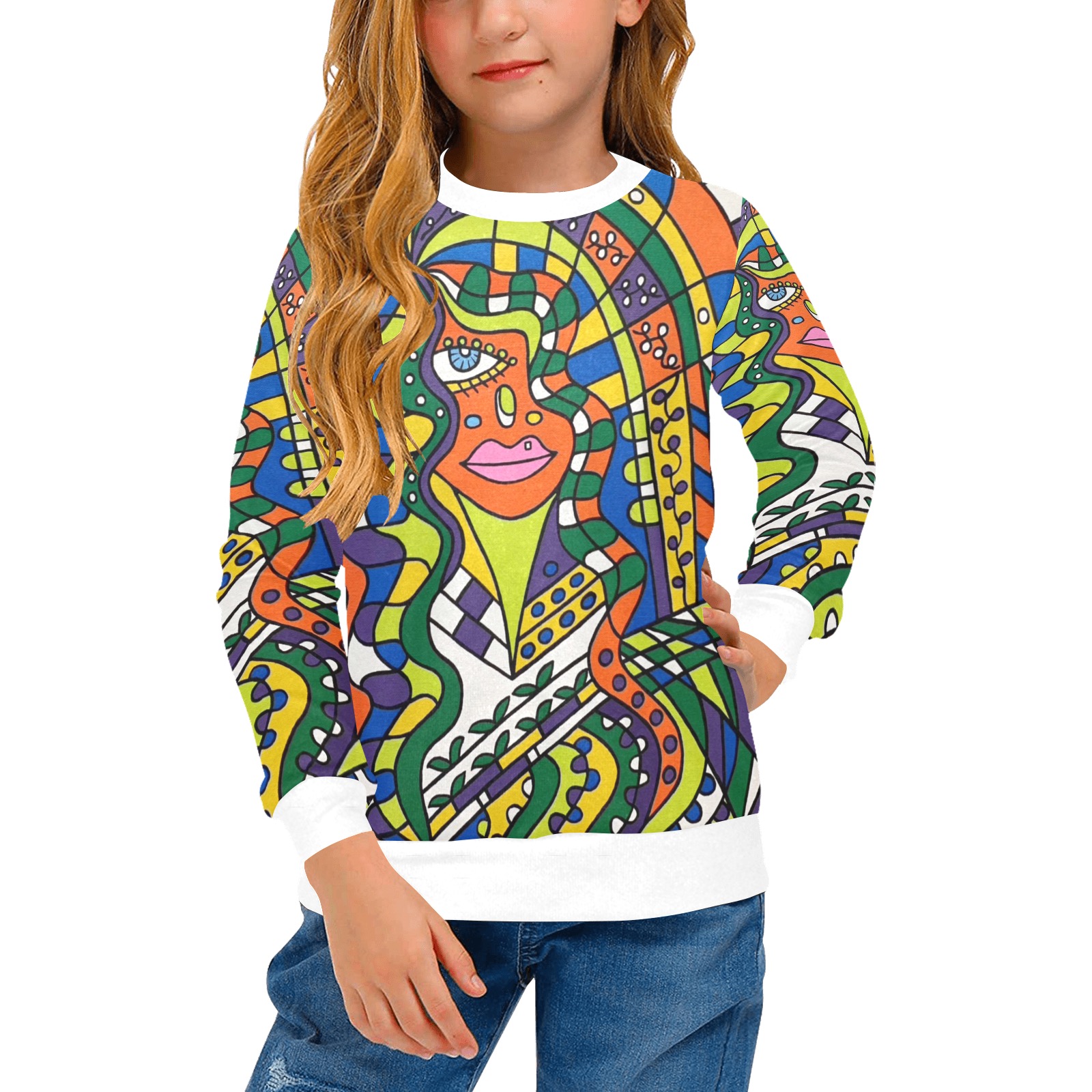 Enchantment Girls' All Over Print Crew Neck Sweater (Model H49)