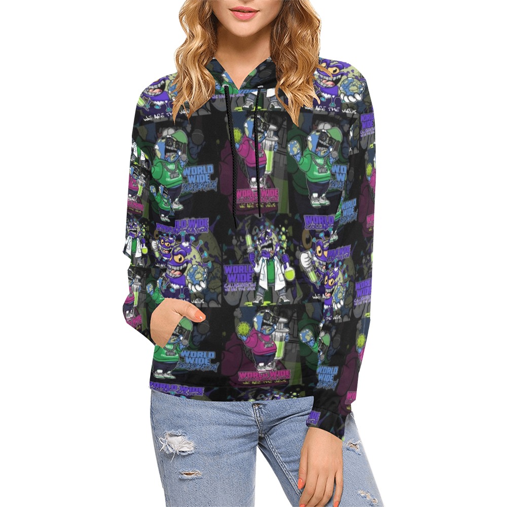wwcfam All Over Print Hoodie for Women (USA Size) (Model H13)