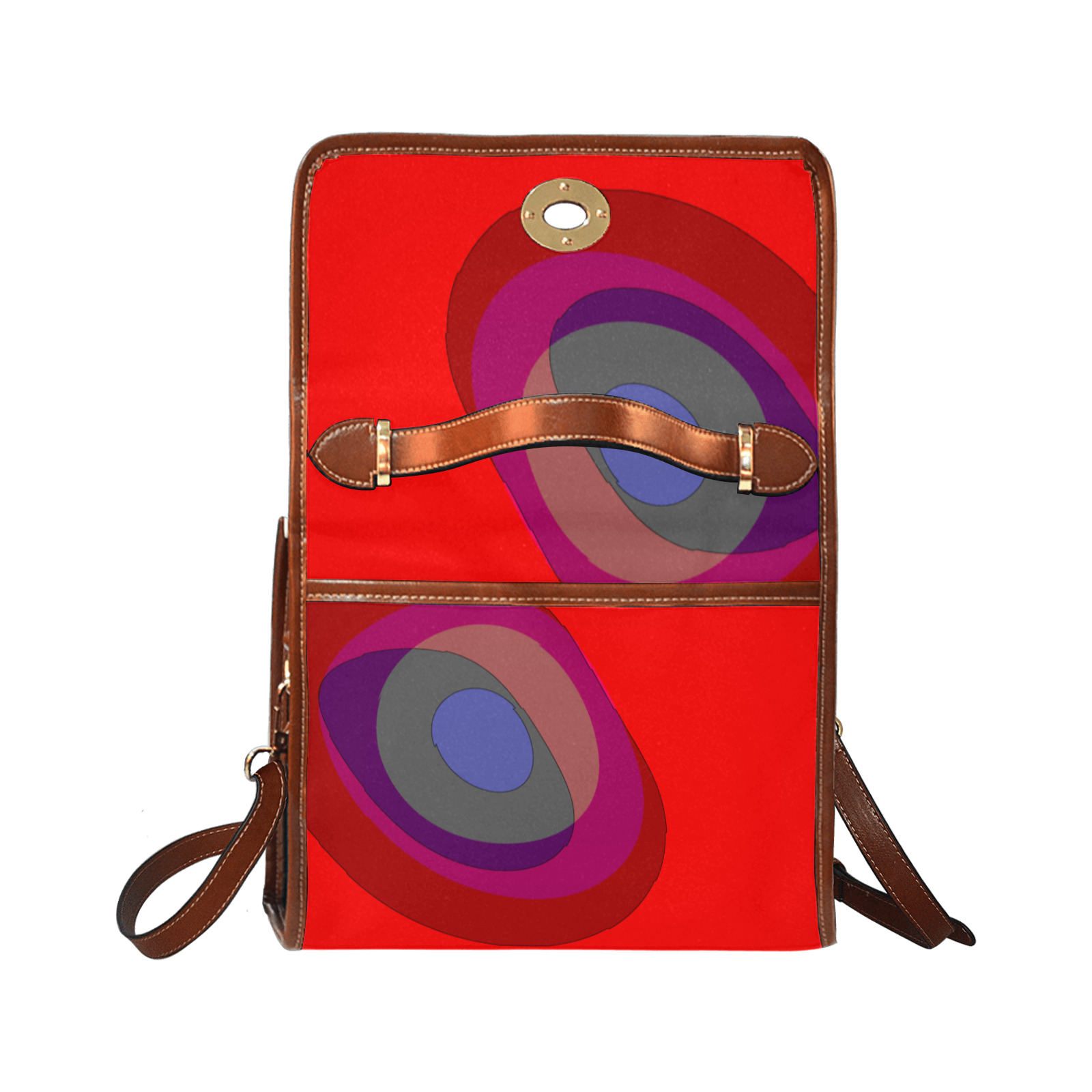 Red Abstract 714 Waterproof Canvas Bag-Brown (All Over Print) (Model 1641)