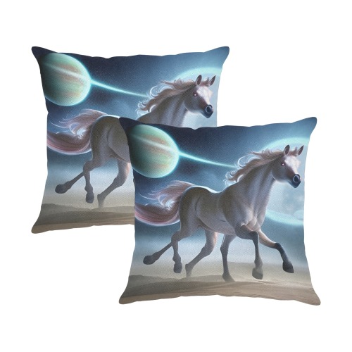 Alien Horse Linen Zippered Pillowcase 18"x18"(Two Sides&Pack of 2)