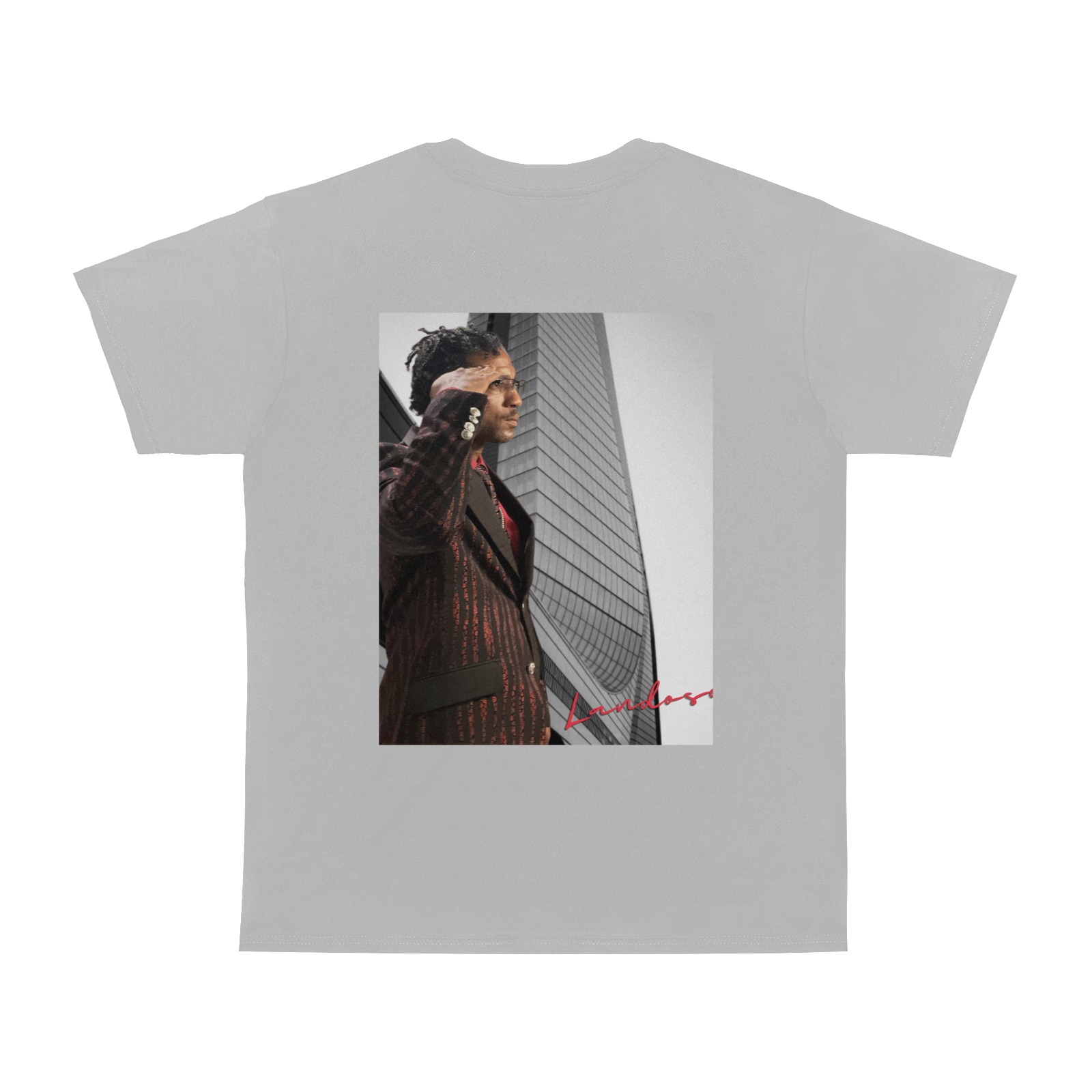 Landosous Men Grey/Black/Red Men T-Shirt Men's T-Shirt in USA Size (Two Sides Printing)
