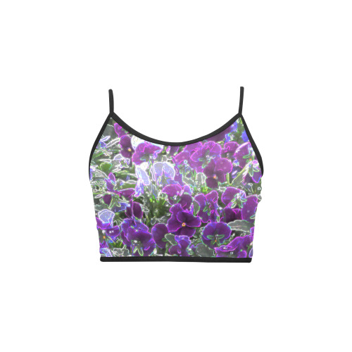 Field Of Purple Flowers 8420 Women's Spaghetti Strap Crop Top (Model T67)