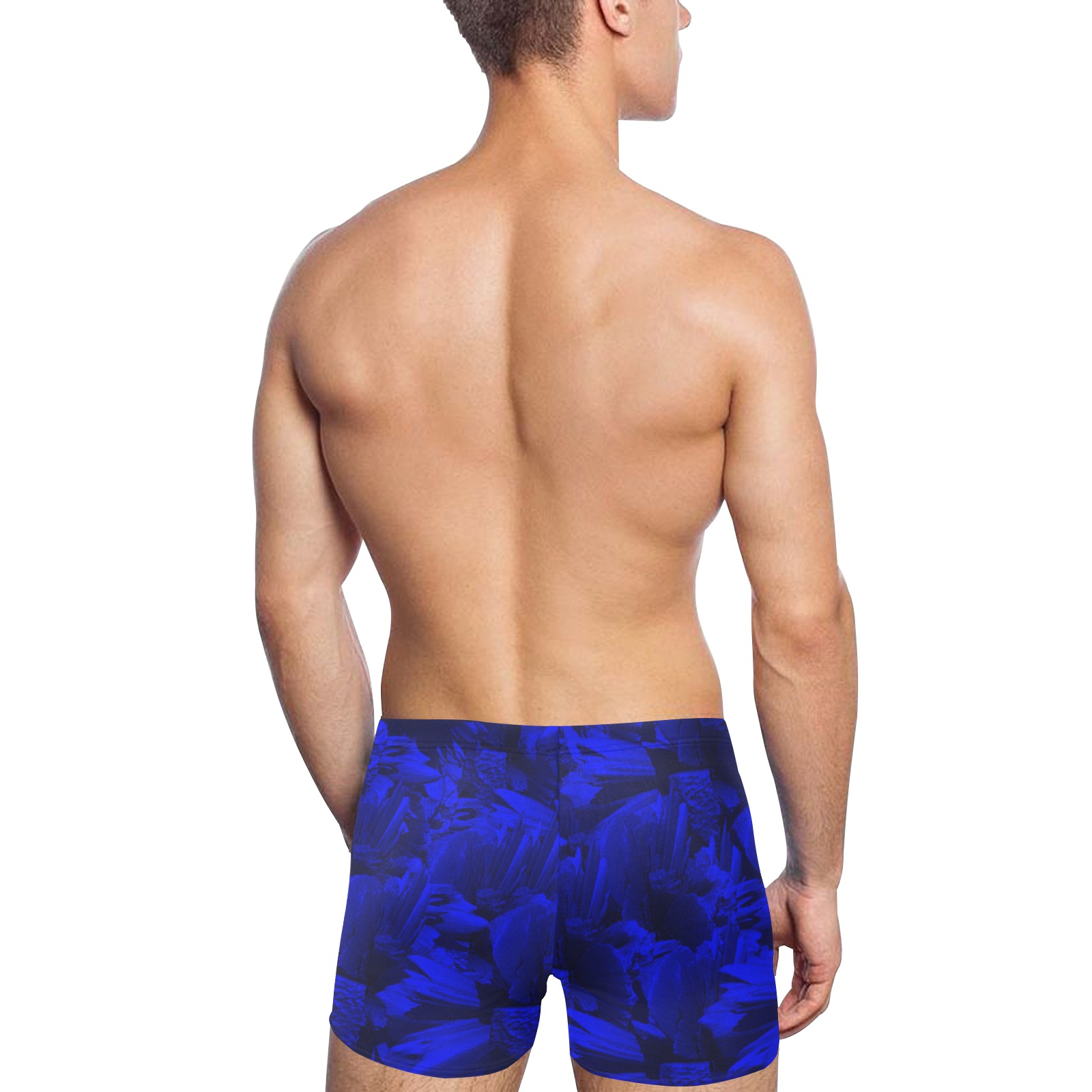 Rich Blue Black Abstract Men's Swimming Trunks (Model L60)