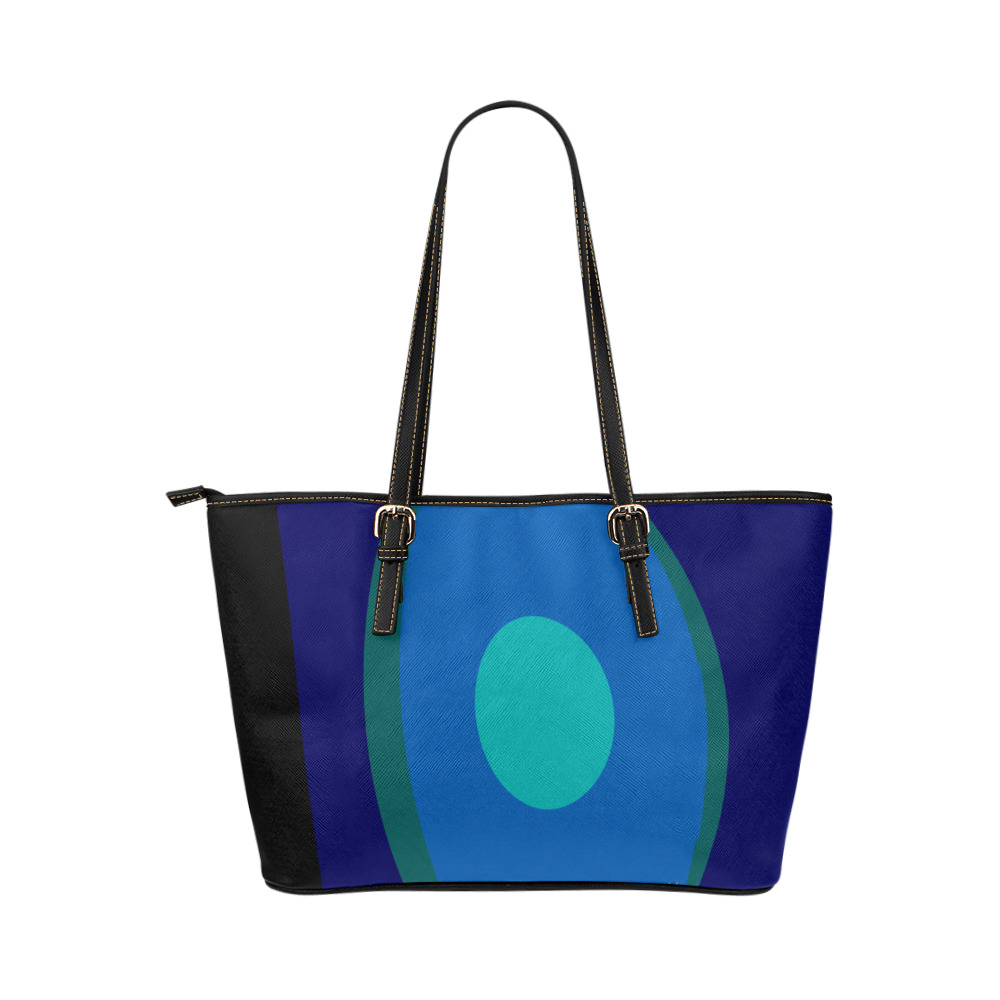Dimensional Blue Abstract 915 Leather Tote Bag/Small (Model 1651)