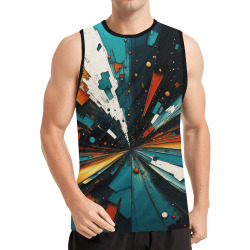 Abstract Blue And Orange 607 All Over Print Basketball Jersey