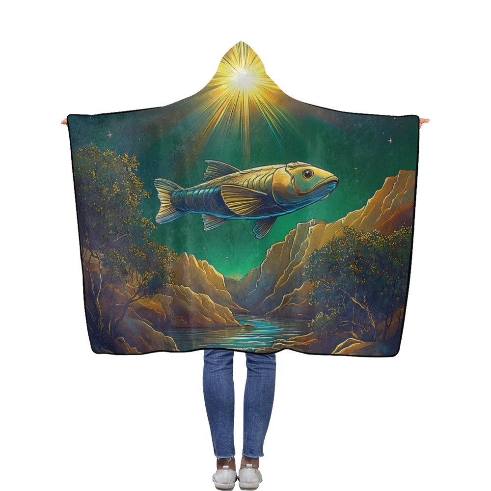 Celestial Swim Flannel Hooded Blanket 50''x60''