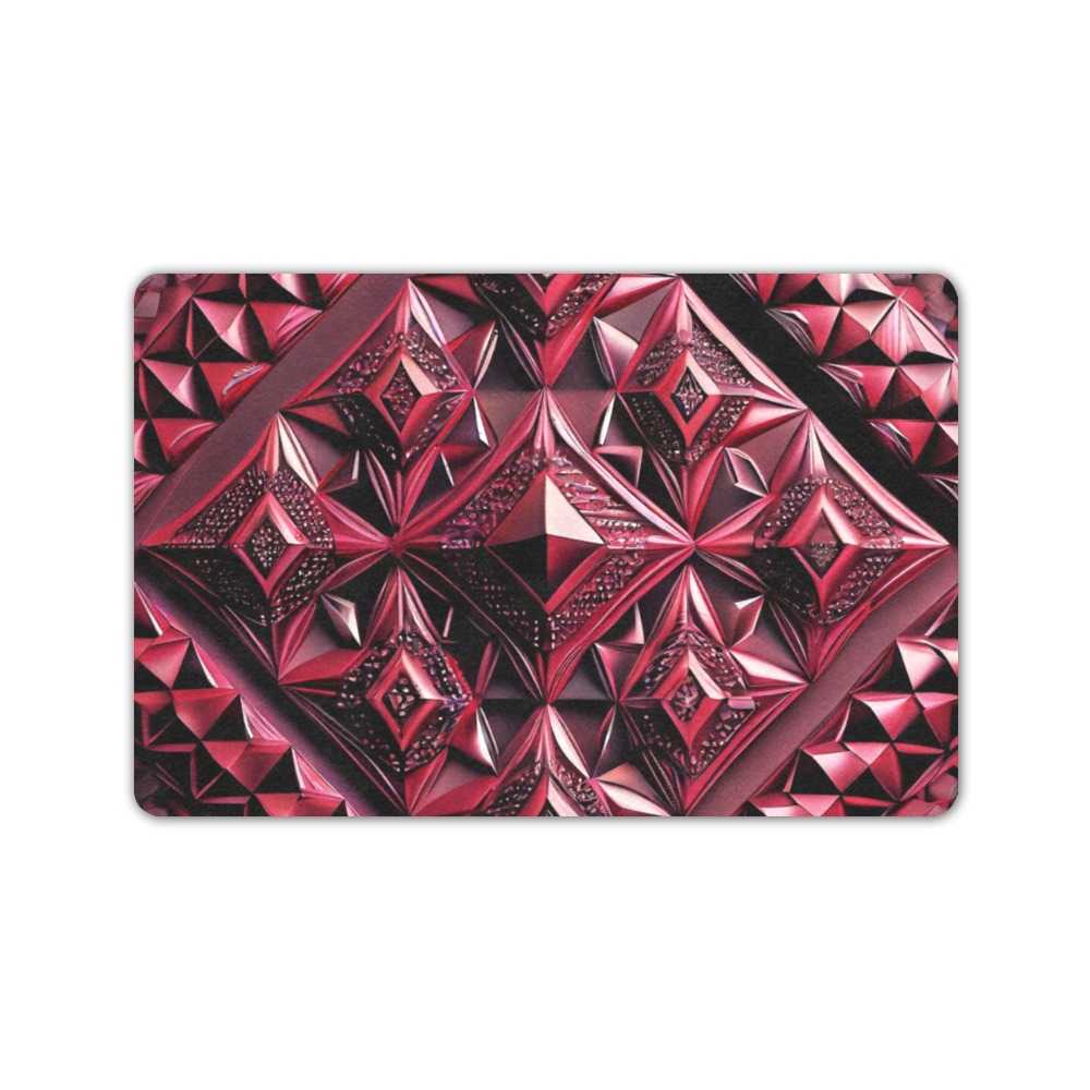 red diamond pattern 002 Doormat 24"x16" (Black Base)