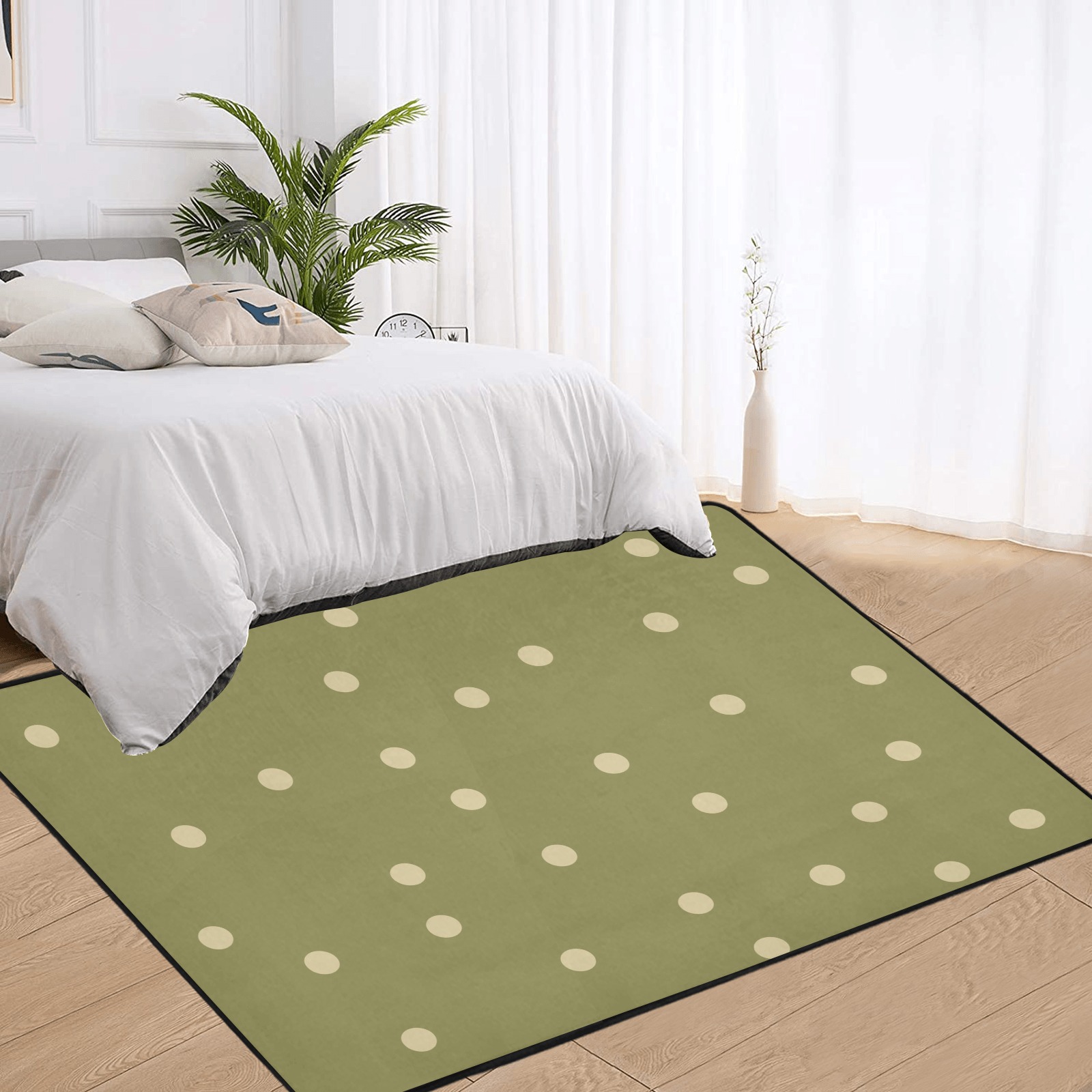 dill dots Area Rug with Black Binding 7'x5'