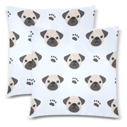 Pugs and Paws Custom Zippered Pillow Cases 18"x 18" (Twin Sides) (Set of 2)