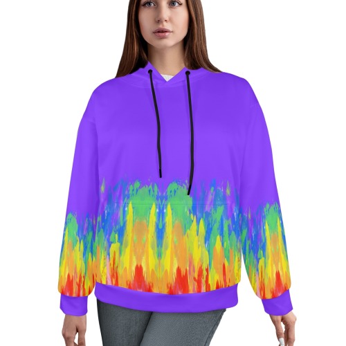 Abstract Paint Flames Purple Women's All Over Print Hoodie (Model H61)