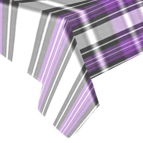 Purple Black Plaid Cotton Linen Tablecloth 60"x120"