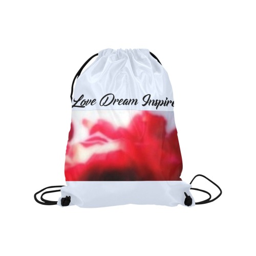 Baby Blue: Red Roses #LoveDreamInspireCo Medium Drawstring Bag Model 1604 (Twin Sides) 13.8"(W) * 18.1"(H)