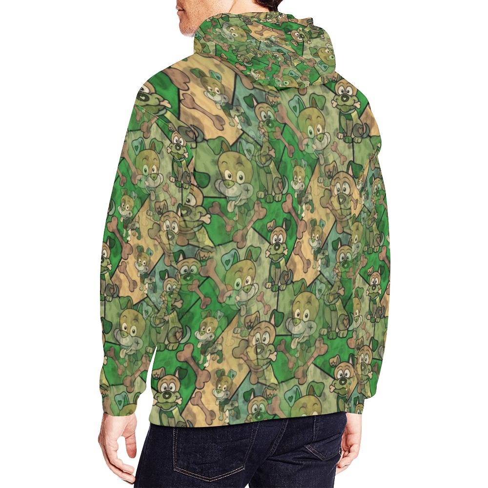 Camouflage Dogs by Nico Bielow All Over Print Hoodie for Men (USA Size) (Model H13)