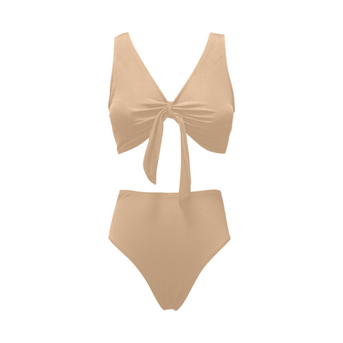 CREAM Chest Bowknot Bikini Swimsuit (Model S33)