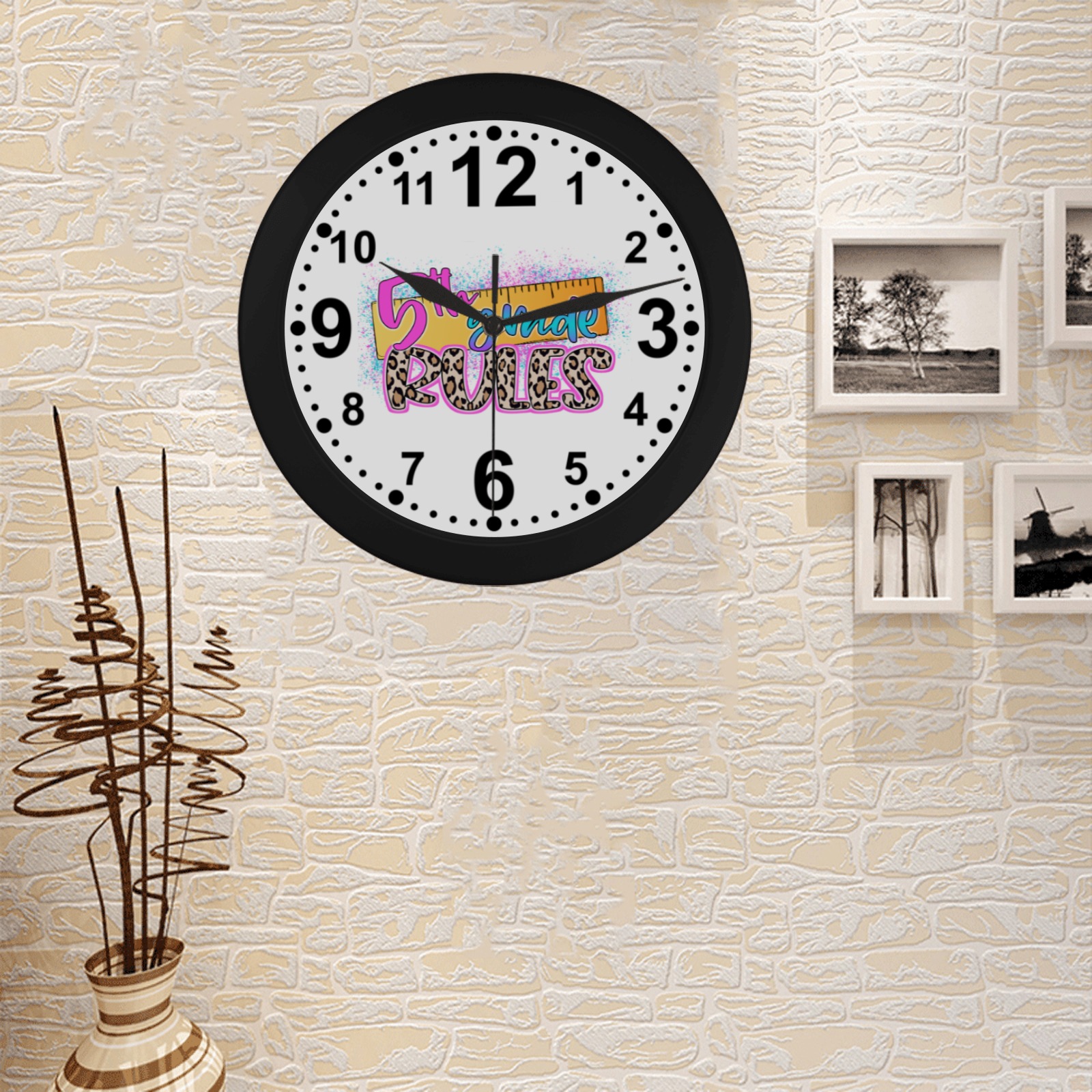 5th Grade Rules Circular Plastic Wall clock