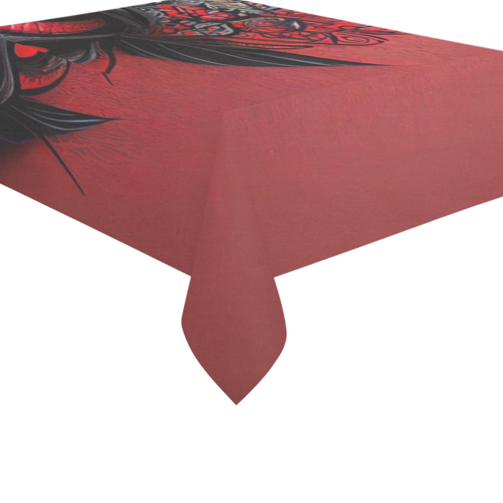 red eye Cotton Linen Tablecloth 60"x 84"