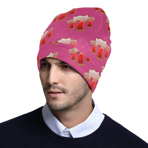 Las Vegas Lucky Sevens 777 - Pink All Over Print Beanie for Adults