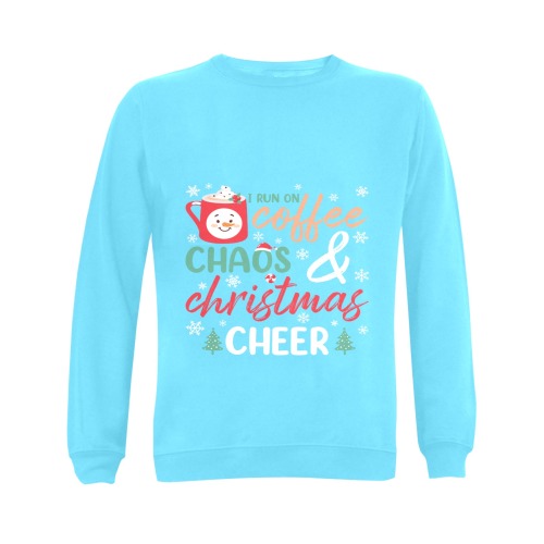 I Run On Coffee Chaos & Christmas Cheer (LB) Gildan Crewneck Sweatshirt(NEW) (Model H01)