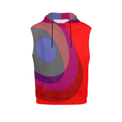 Red Abstract 714 All Over Print Sleeveless Hoodie for Men (Model H15)