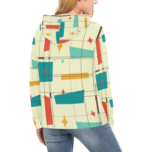 Retro Mod Mid Century All Over Print Hoodie for Women (USA Size) (Model H13)