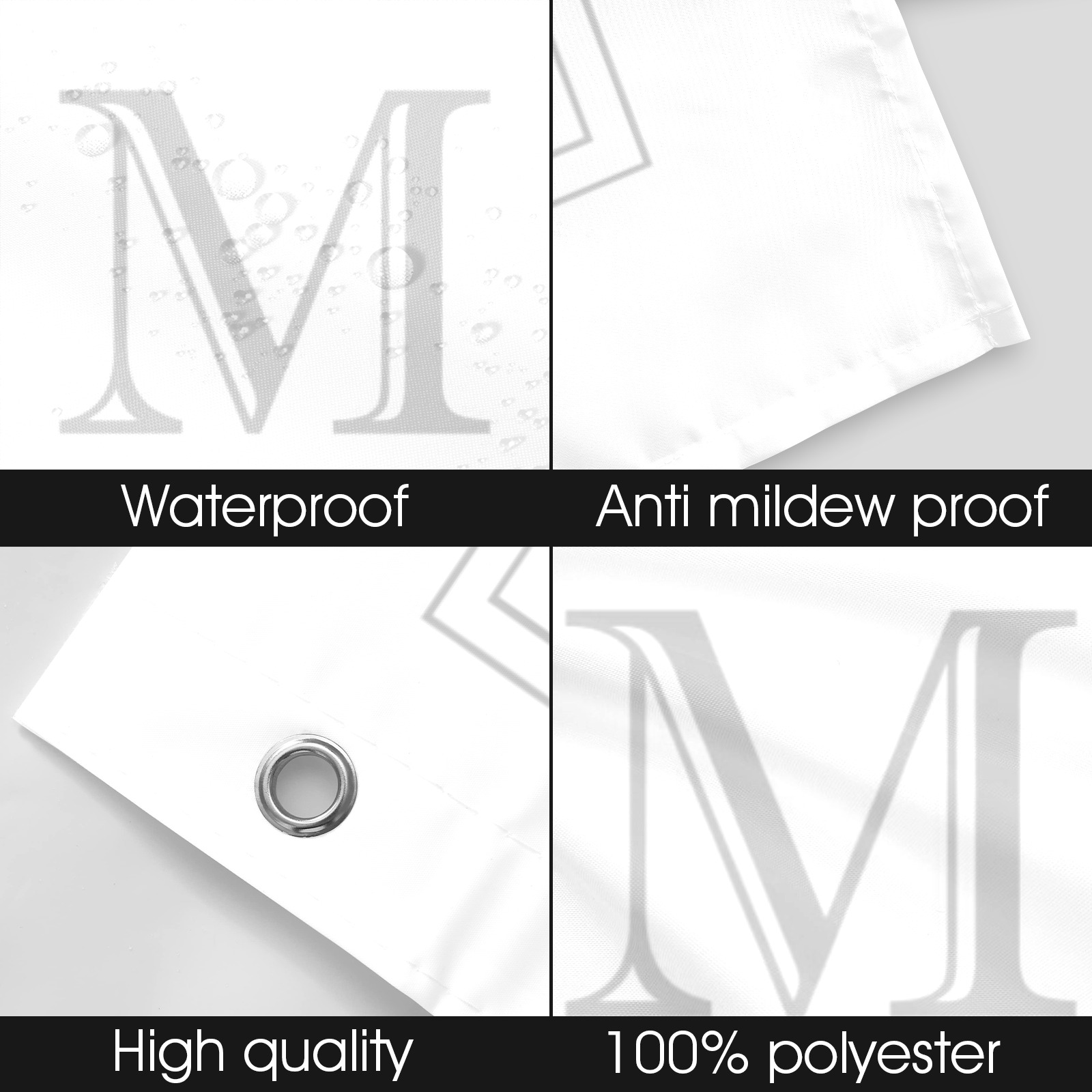 Monogram in grey and white Letter M Shower Curtain 72"x84"