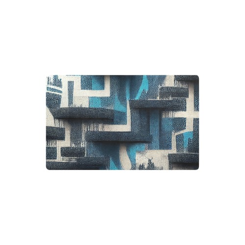 blue, white and black abstract pattern Kitchen Mat 32"x20"