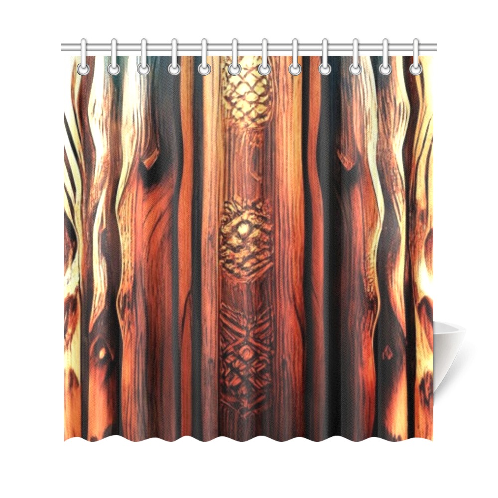 Aztec pattern on wood Shower Curtain 69"x72"