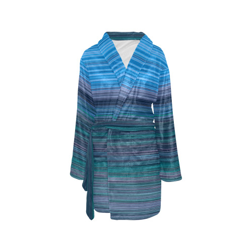 Abstract Blue Horizontal Stripes Women's All Over Print Night Robe