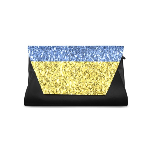 Blue yellow Ukraine flag glitter faux sparkles Clutch Bag (Model 1630)
