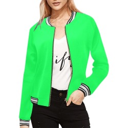 Neon Green All Over Print Bomber Jacket for Women (Model H21)