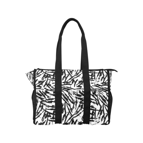 Brush Stroke Black and White Nurse Tote Bag (Model 1725)