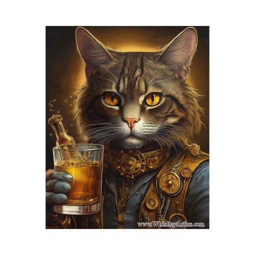 Steam Punk Cat 04 Wood Print 8"x10"