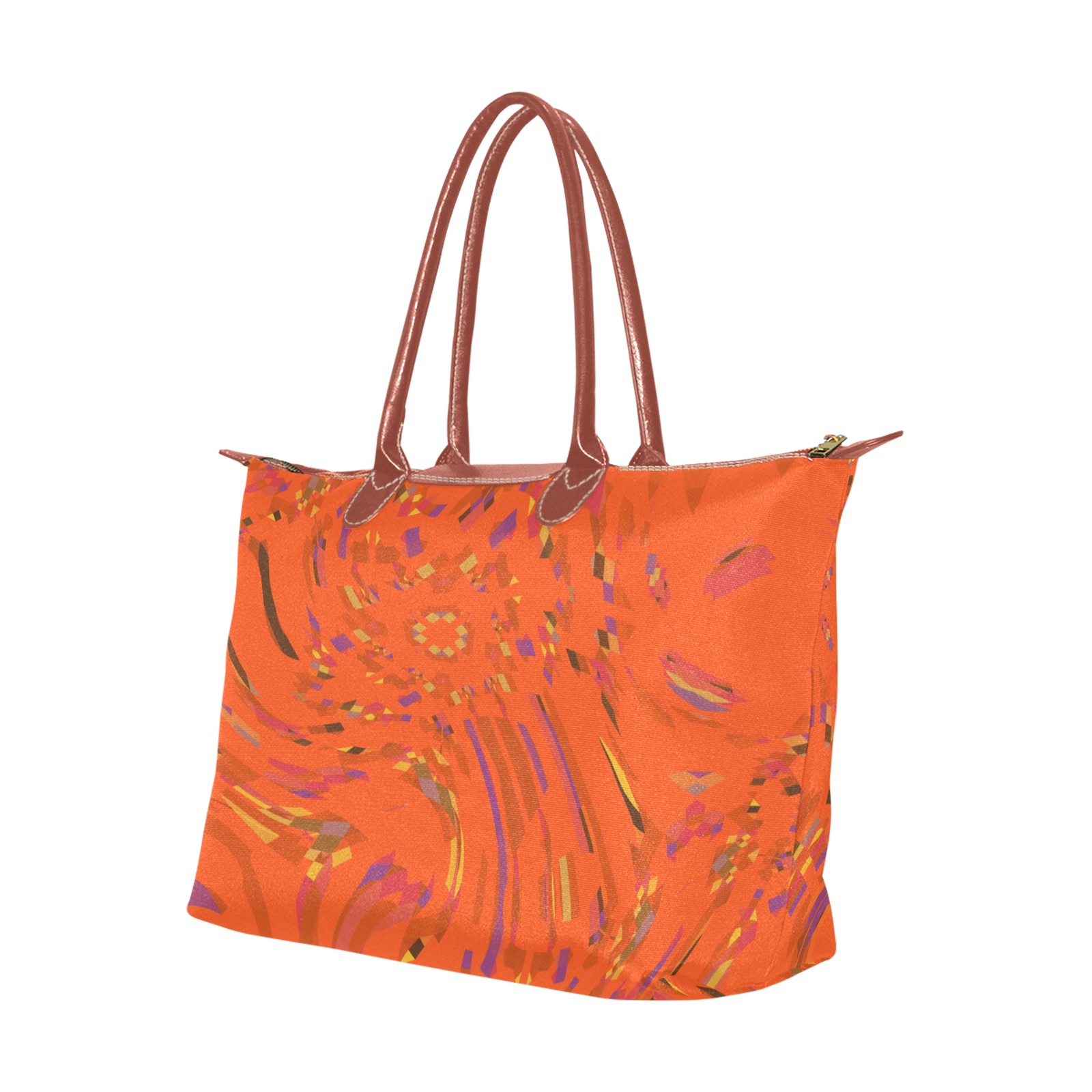 Bright Orange Swirling Abstract Single-Shoulder Lady Handbag (Model 1714)