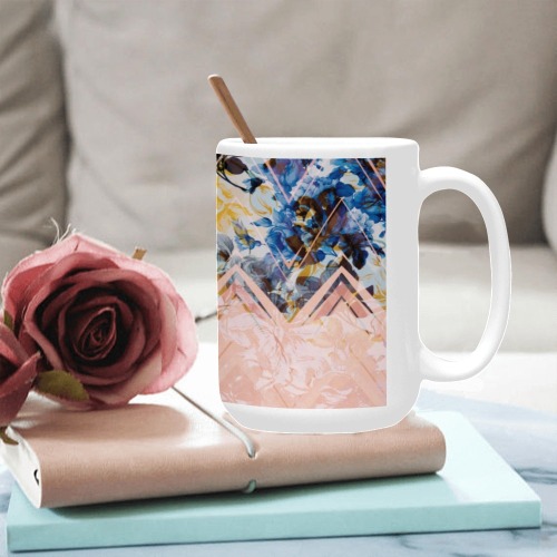 Spring Floral on a geometric Custom Ceramic Mug (15OZ)