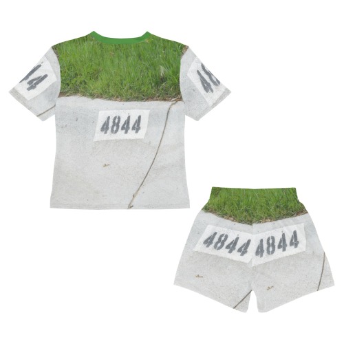 Street Number 4844 with Bright Green Collar Big Boys' Short Pajama Set